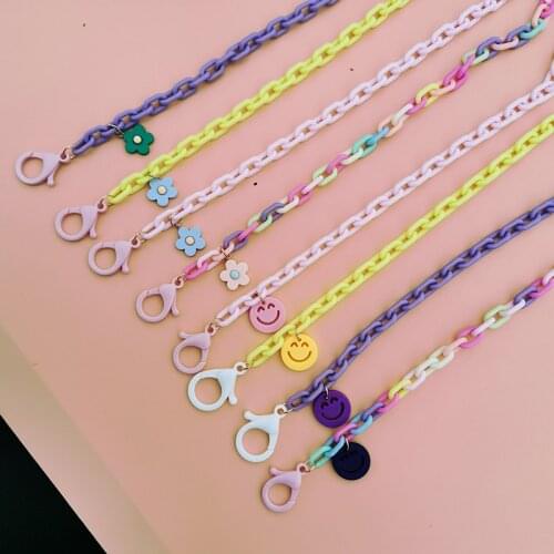 New Candy Color Cartoon Smiley Face Face Mask Lanyards Anti-lost Glasses Chain Rope Children Mask Straps Lanyard Holder Jewelry