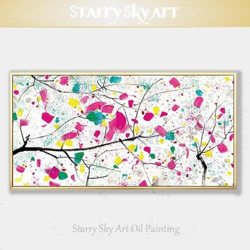 New Arrivals Artist Hand-painted Abstract Flowers Oil Painting on Canvas Beautiful Abstract Flower White Fine Art Oil Painting