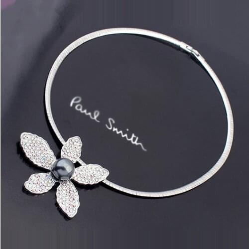 Big Flower Necklace for Women Short Chain Crystals from Swarovski Pendant Necklace Gift Bohemian Choker Necklace Drop shipping