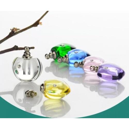 Apple shape screw cap vial pendant Miniature Perfume bottle mixed color Crystal pendant charms name on rice art bottles