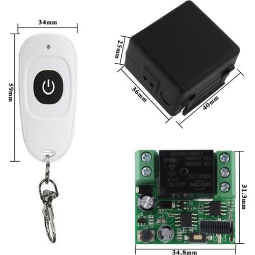 RF Transmitter 433 Mhz Remote Controls with Wireless Switch DC12V 24V 1CH Relay Receiver Module for Lights/Access/Water Pump/LED