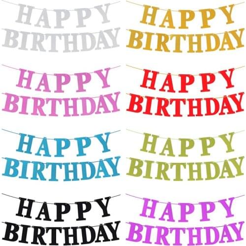 Happy Birthday Banner Paper Bunting Garland Flags Boys Girl Baby Shower Hanging Decoration Wedding Birthday Party Supplies