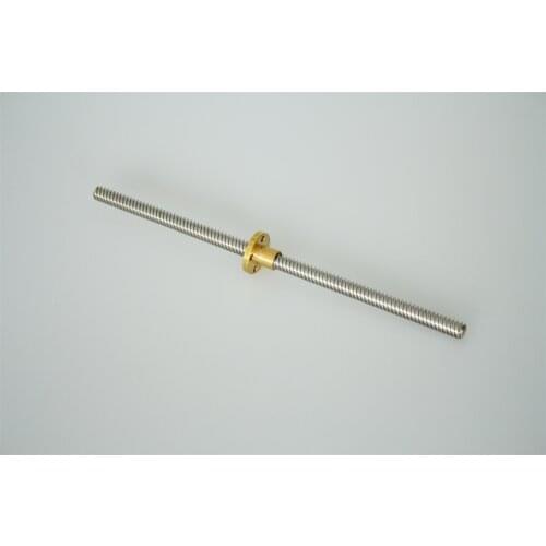 T8 Lead Screw OD 8mm Pitch 2mm Lead 8mm 150 200 300 350 400 500 600 1000 1200 mm with Brass Nut For CNC 3D Printer