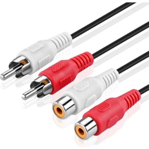 RCA Extension Cable (25 Feet) 2RCA Audio Extender Adapter Cord Wire Coupler Male to Female Dual Red/White Connector