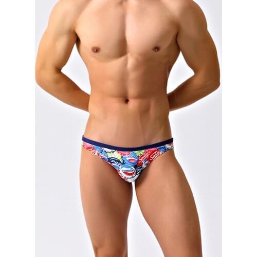 WD294 sexy colorful bottle cap printing men swimwear boy beach shorts swim briefs bikinis low waist man swimsuits small size