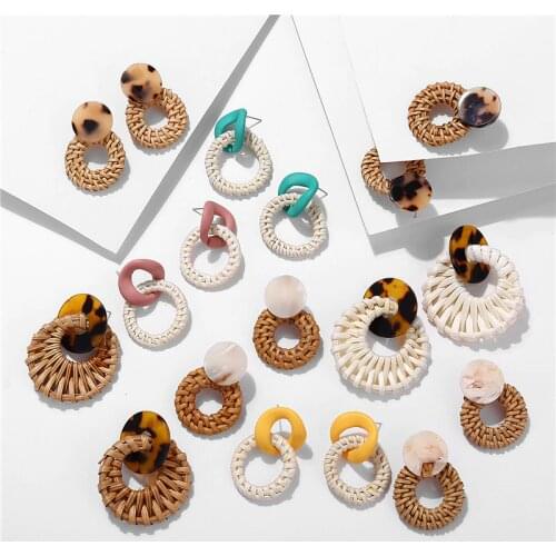 YAOLOGE Acrylic Rattan Earrings 2019 For Women BOHO Drop Tortoiseshell Dangle Earring Fashion Geometric Jewelry Wholesale 2019
