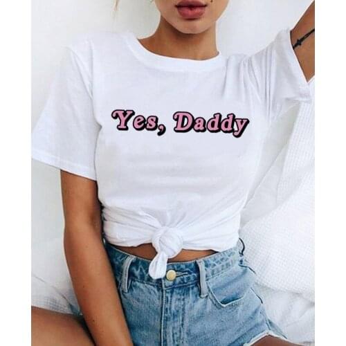 Harajuku Korean Style Woman Tops Women T Shirts Cartoon Female T-shirts Tops Femme Clothing Funny Daddy Letter Printed