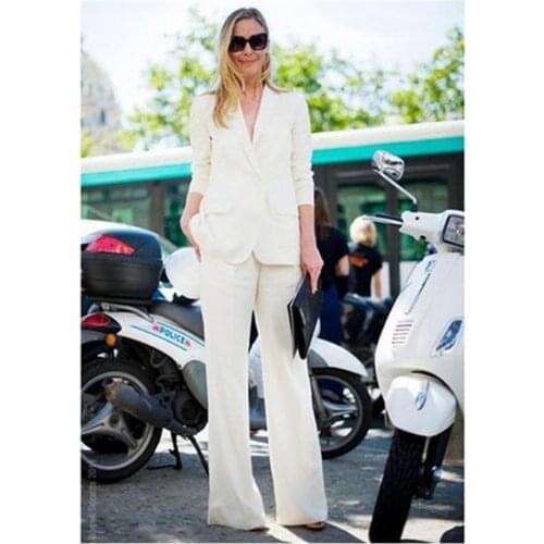 Womens Formal Pantsuits Custom Made White Women Ladies Fashion Office Business Tuxedos Jacket+Pants Business Pant Suits