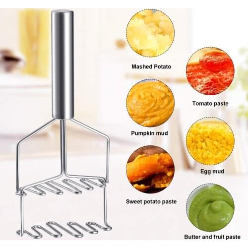 1pcs Stainless Steel Wave Potato Masher Cooking Tool Double Steel Wire Mashed Potato Masher Kitchen Accessories