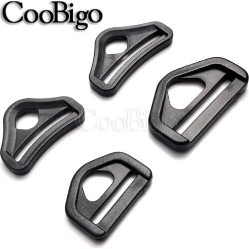 10pcs D Ring Loop Insert Plastic Buckle Adjuster With Bar Swivel Clip For Backpack Bag Belt Straps Webbing Parts Accessories