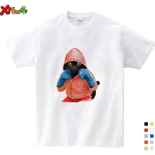 2019 Men Women Cotton Short Sleeve Lovely Boxinger Cat T-shirts Funny CAT Animal Mens Customized T Shirts Birthday Gift