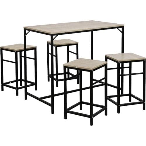 4 Chairs 1 Table Set Dining Table Chair Particleboard Melamine Veneer Environmentally Friendly Paint Steel Pipe Furniture HWC