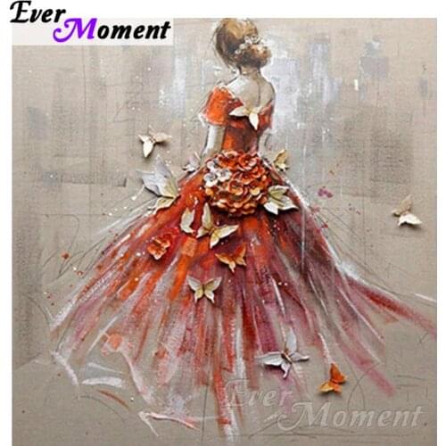 Ever Moment Diamond Embroidery Girl Butterfly Background Diamond Mosaic Full Square Drills Artwork Home Decoration ASF1193