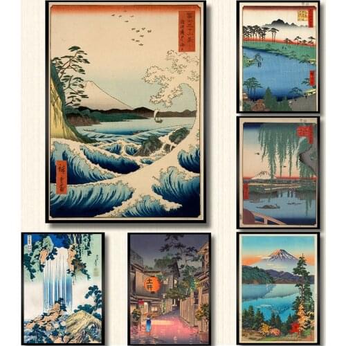 Diamond Painting Vintage Japanese Landscape Poster Wave Kanagawa Art Cross Stitch Kits Diamond Embroidery Mosaic Home Decor