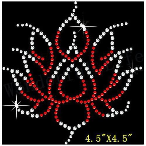 Free shipping lotus hotfix Rhinestone Iron On Heat Transfer Motif for garments