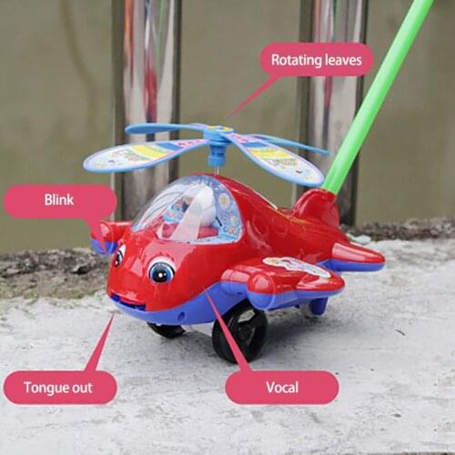 Large Hand Push Plane Tongue Out Blink Toy Plastic Animal Train Car Modeling Toddler Push Cart Parent Child Interactive Toy