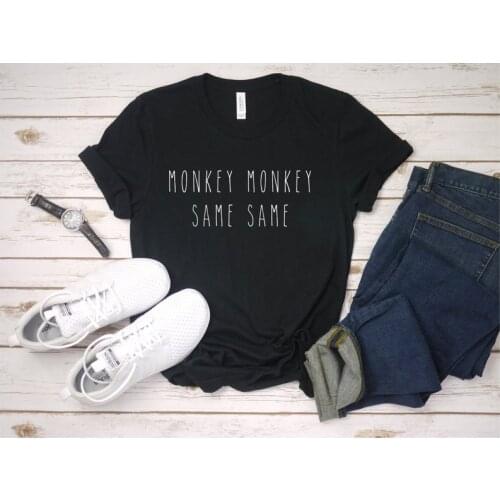 Black Monkey Same print fashion letters T-Shirts 100% cotton crewneck short sleeve top tees funny fashion T shirt for women Lady