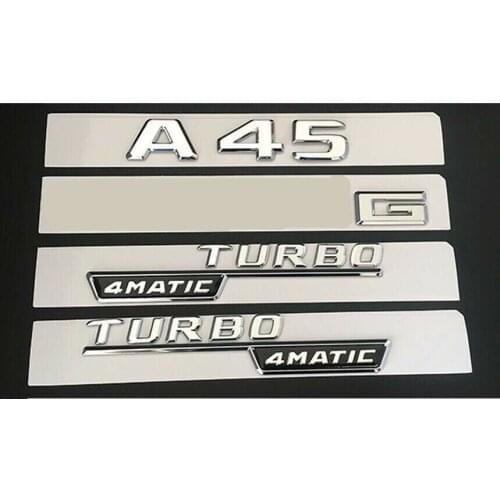 Chrome A45 FOR A M G TURBO 4MATIC Trunk Fender Badges Emblems