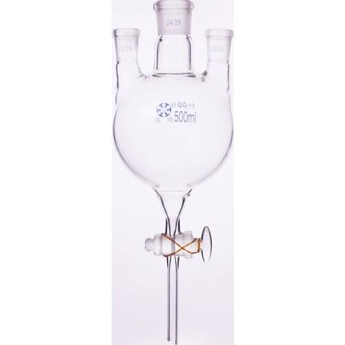 Three-necked round bottom flask oblique shape 1000ml 24/29,with three necks standard ground mouth,Glass switch door