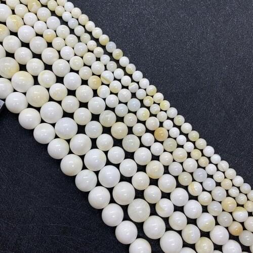 Natural Shell Round Beads, Golden Scallop Beads Mother-of-pearl DIY Jewelry Making Ladies Fashion Earrings Bracelet Accessories