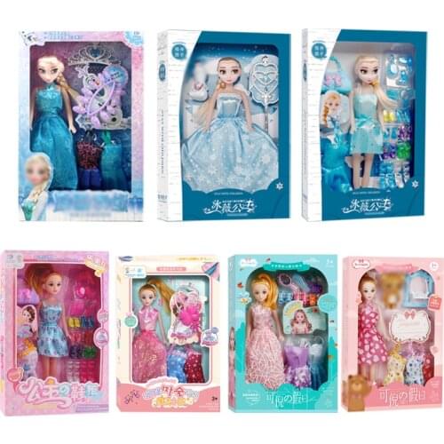 Disney Frozen Humanoid Dolls Childrens Dolls Play House Toy Set Princess Queen Elsa Kindergarten Baby Toys Barbie Dolls
