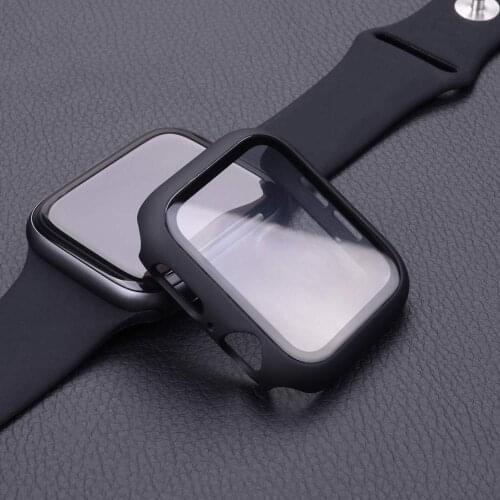 Full cover for Apple Watch series SE 6 5 4 3 2 matte Plastic bumper hard frame case with glass film for iWatch screen protector