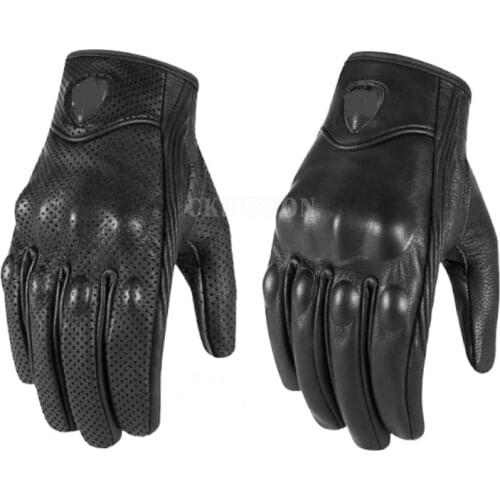 100Pair/Lot Motorcycle Gloves Touch Screen Goatskin Leather Real Genuine Cycling All Season Moto Glove Men Hot Sell