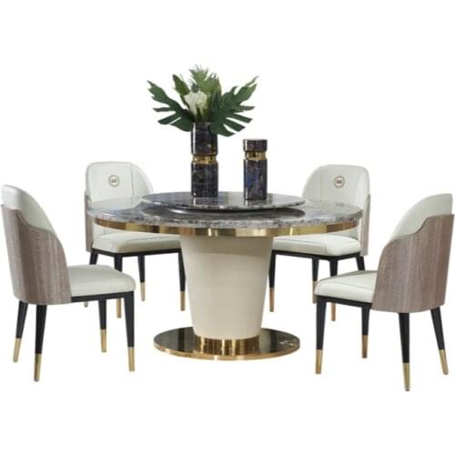 Marble dining table chair combination minimalist home round dining room furniture table