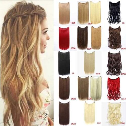 MUMUPI No Clip In Hair Extensions Curly Synthetic Secret Fish Line Hairpieces Hair Extensions One Piece Womens Natural