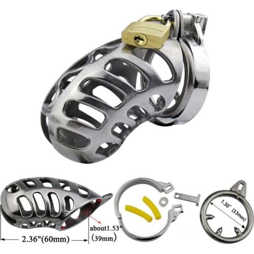 Stainless Steel Male Birdcage Belt with AntiShedding Ring Male Protective Device Cock Lock Cage Chastit Device Panis Ring under