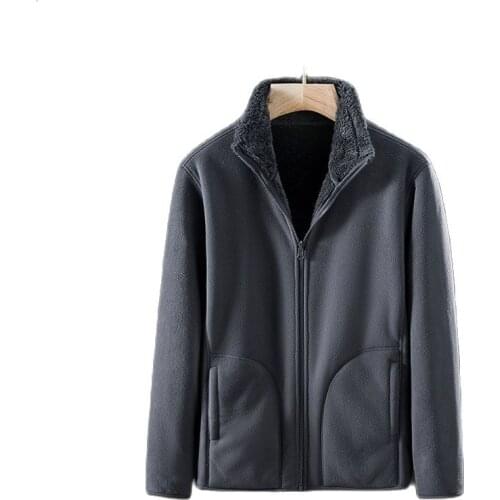 Korean New Winter Flannel Coral Fleece Fleece Jacket MenS Outdoor Warm Thickened Warm Jacket, Two Sides Wear Stormsuit Liner