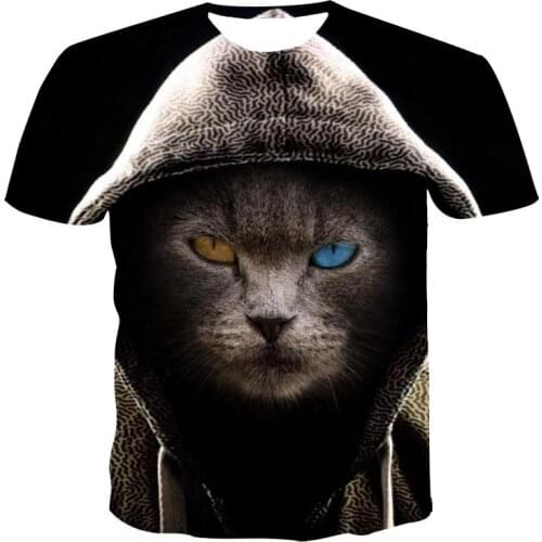 New round neck T-shirt mens high-quality mens T-shirt short-sleeved cool animal 3D printed fashion handsome mens T-shirt