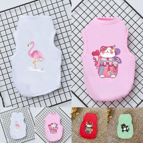 Dog Clothes for Small Dogs Cute Printed Autumn Pets tshirt Puppy Dog Clothes Pet Cat Vest Cotton T Shirt Pug Apparel Costumes