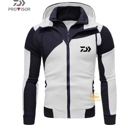 Daiwa Casual Fishing Clothes 2020 Autumn and Winter Mens Sports Personality Color Matching Double Zipper Hooded Cardigan