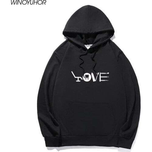 Love Dentist Dental Print Cotton Casual Hoodies Women Funny Sweatshirt For Lady Streetwear Birthday Gift Top
