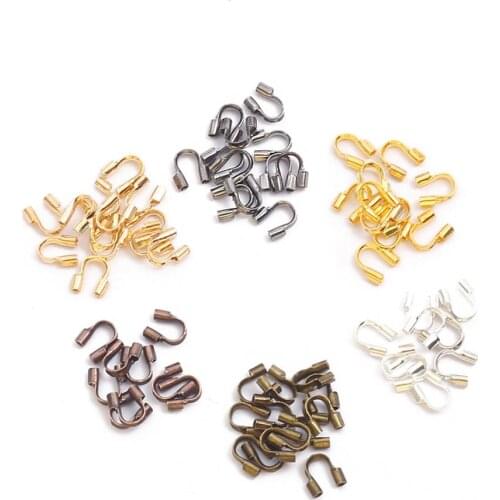 100pcs/lot 4x4mm Wire Protectors Wire Guard Guardian Protectors loops U Shape Accessories Clasps Connector For Jewelry Making