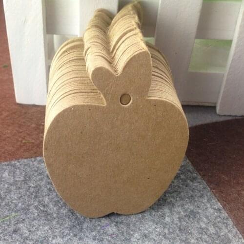 Apple Shape Blank Hang Tag 6.5x5.3cm Kraft Tag 500pcs/lot For Wedding Favour Tag SwingTag Garment Tag Customize Logo Cost Extra