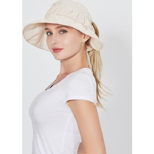 2021 New Spring Summer Hat Wide Brim Fashion Bow Empty Top Sun Hat Outdoor Sports Fishing Beach Chapeau