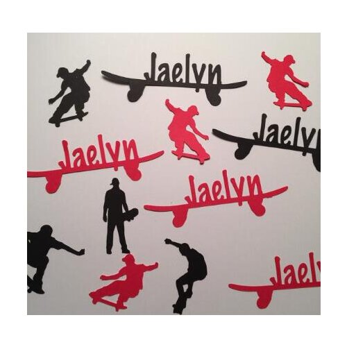 Custom name Skateboard baby shower birthday Confettis Gender Reveal Table decor scrapbook scatters party decoartions