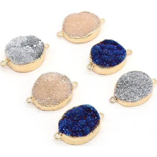 Natural Stone Pendant Connectors Egg Shape Agate Crystal Stone Link Necklace Accessories Charm for Jewelry Making Bracelet