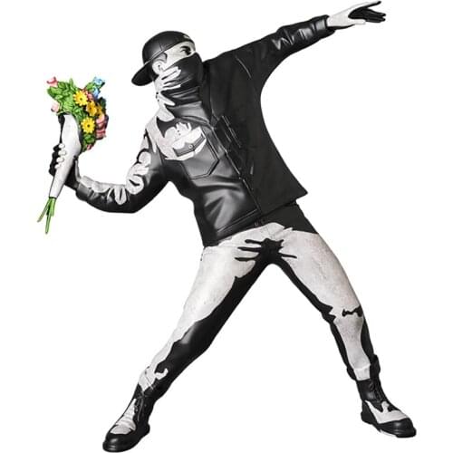 Resin figurine England Street Art Banksy Flower Bomber sculpture statue Bomber polystone Figure collectible art toy