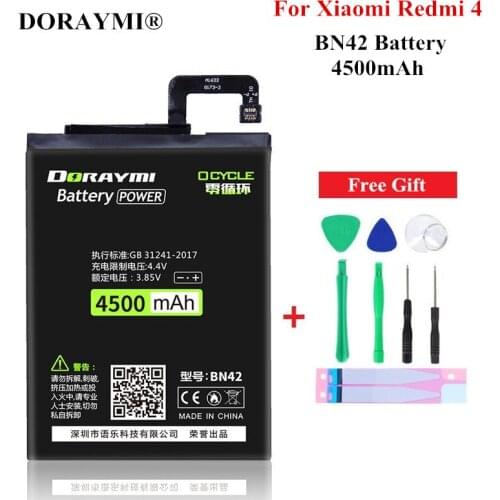 DORAYMI 4500mAh BN42 Phone Battery for Xiaomi Redmi 4 Hongmi Replacement Bateria BN 42 Lithium Polymer Rechargeable Batteries