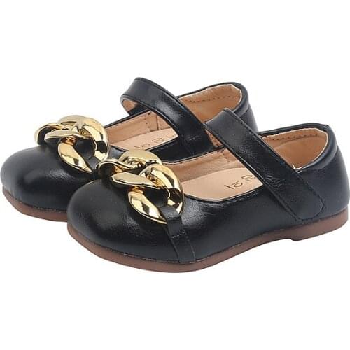 Girls Soft-soled Princess Shoes 2021 Summer New Childrens Leather Peas Shoes Metal Buttons Fashion Causal Flats All-match Hot