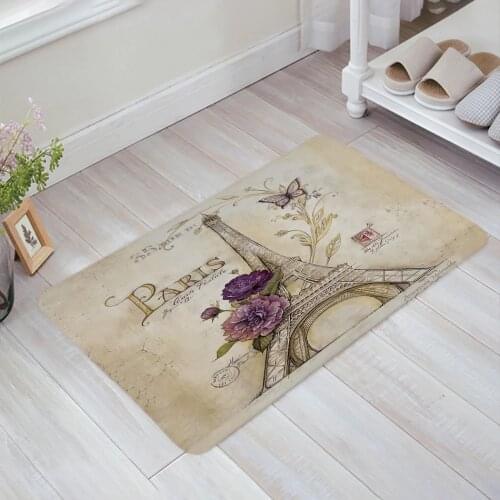 Vintage Paris Tower Butterfly Doormat Non-slip Rug Soft Bath Mats Bathroom Supplies Carpet Living Room