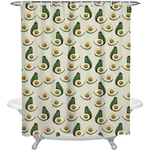 Plant Green Fruit Avocado Waterproof Polyester Shower Curtain Bathroom Supplies Decor Curtain Fabric Shower Curtain