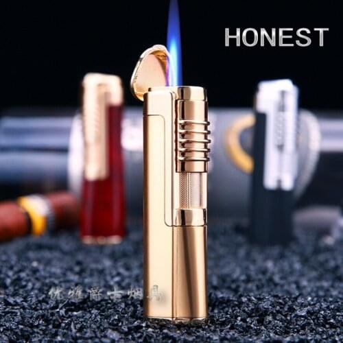 HONEST Good quality Metal windproof jet powerful Turbo flame cigarette lighter Small welding torch Smoking igniter gift(no fuel)