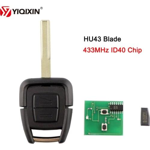 YIQIXIN 2 Button Remote Car Key For Opel Vauxhall Astra Vectra Zafira OP1 24424723 With ID40 Chip HU43 HU100 YM28 HU46 Blade
