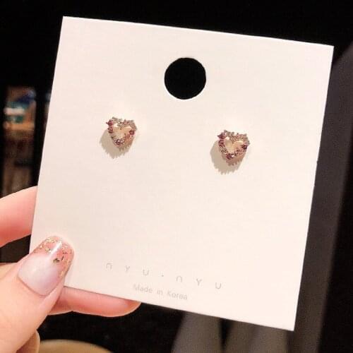 Womens Earrings Heart-shaped Zircon Ear Studs Fashion All-match Korean Earrings Stall Night Market Exclusive Eardrops