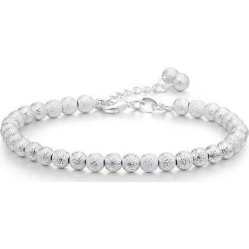 KOFSAC New Fashion Frosted Beads Bracelets For Women Jewelry 925 Sterling Silver Chain Bracelet Bangles Girl Anniversary Gifts