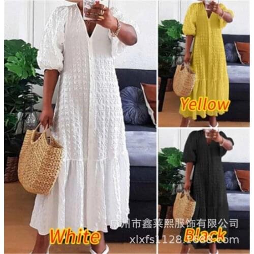 2021 Womens Retro Fashion Temperament Womens Textured Dress